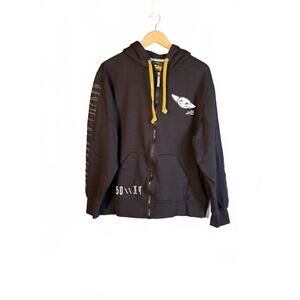 Star Wars The Mandalorian Baby Yoda Black Zip-Up Hoodie